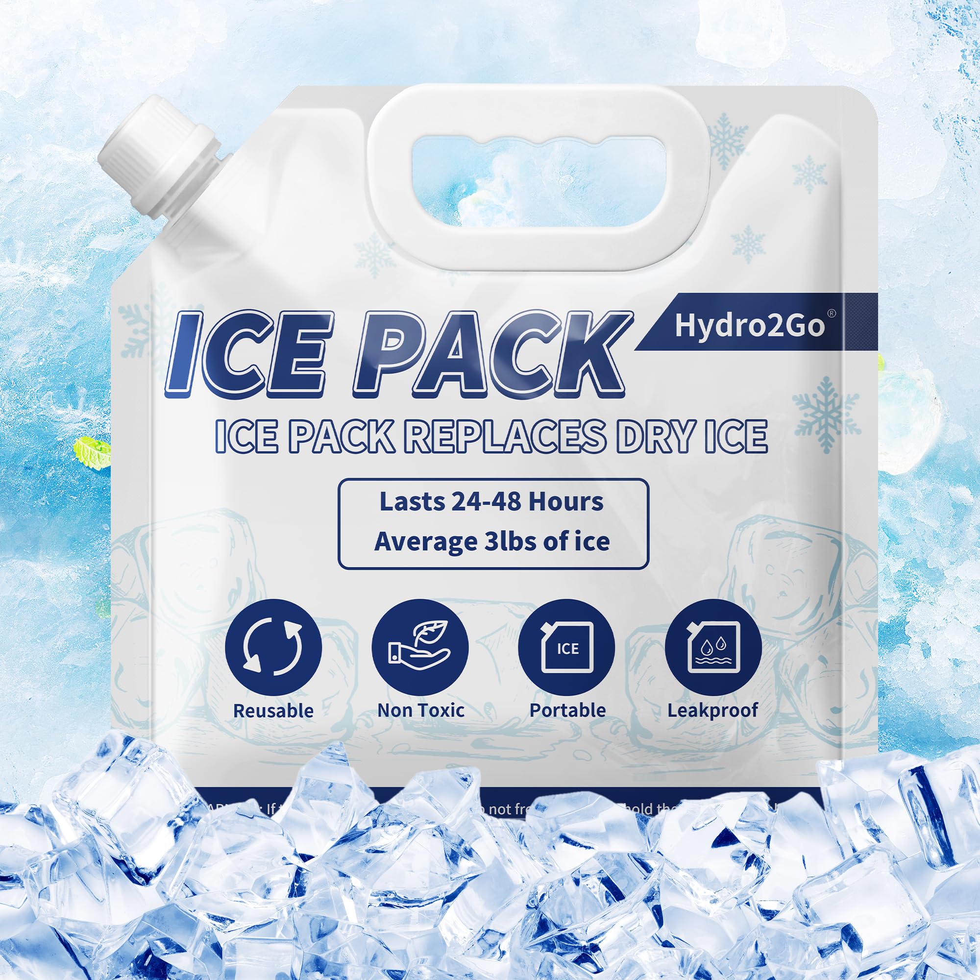 Hydro2Go 3-pack ice packs ready for picnic, camping, beach days