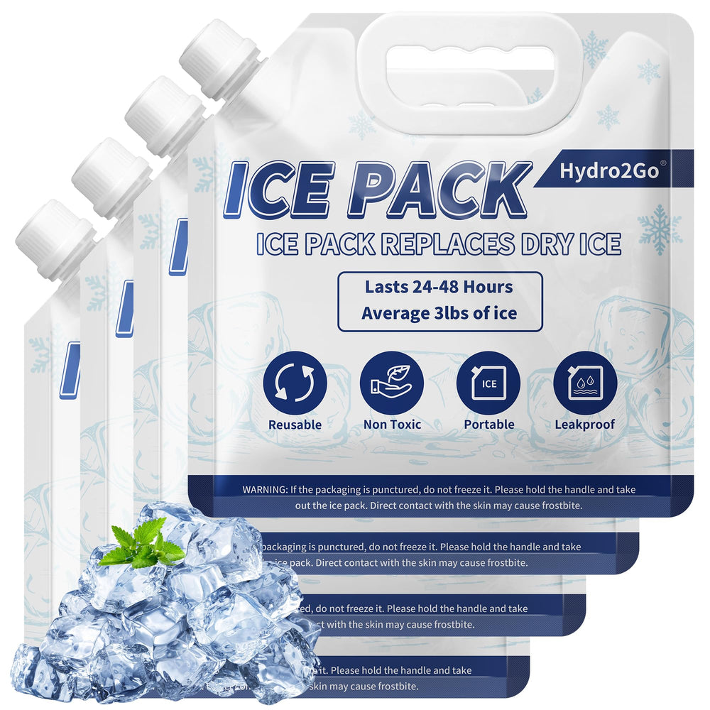 Hydro2Go ice pack with carry handle for easy transport and frostbite protection.