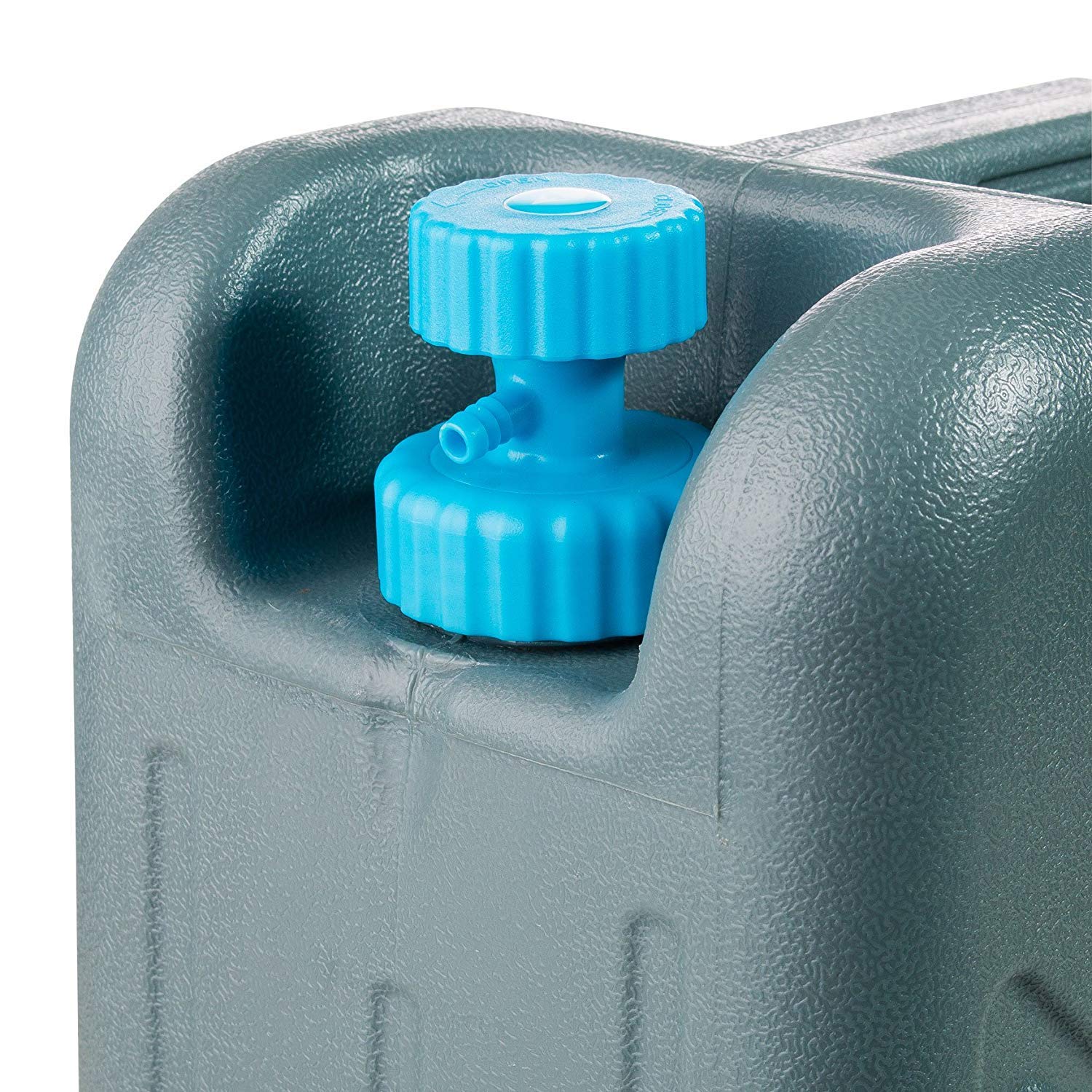 HydroBlu pressurized Jerry Can Water Filter fill-and-pour action in a camping setting