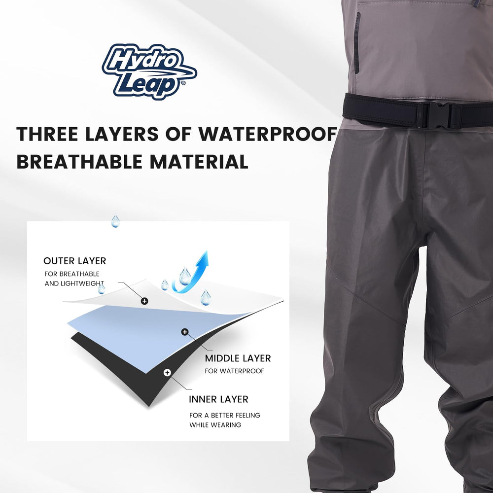 Chest pockets and fleece-lined pocket detail on Hydroleap waders