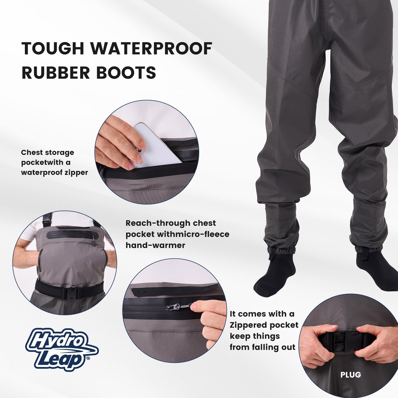 Close-up of neoprene sockliner on Hydroleap waders