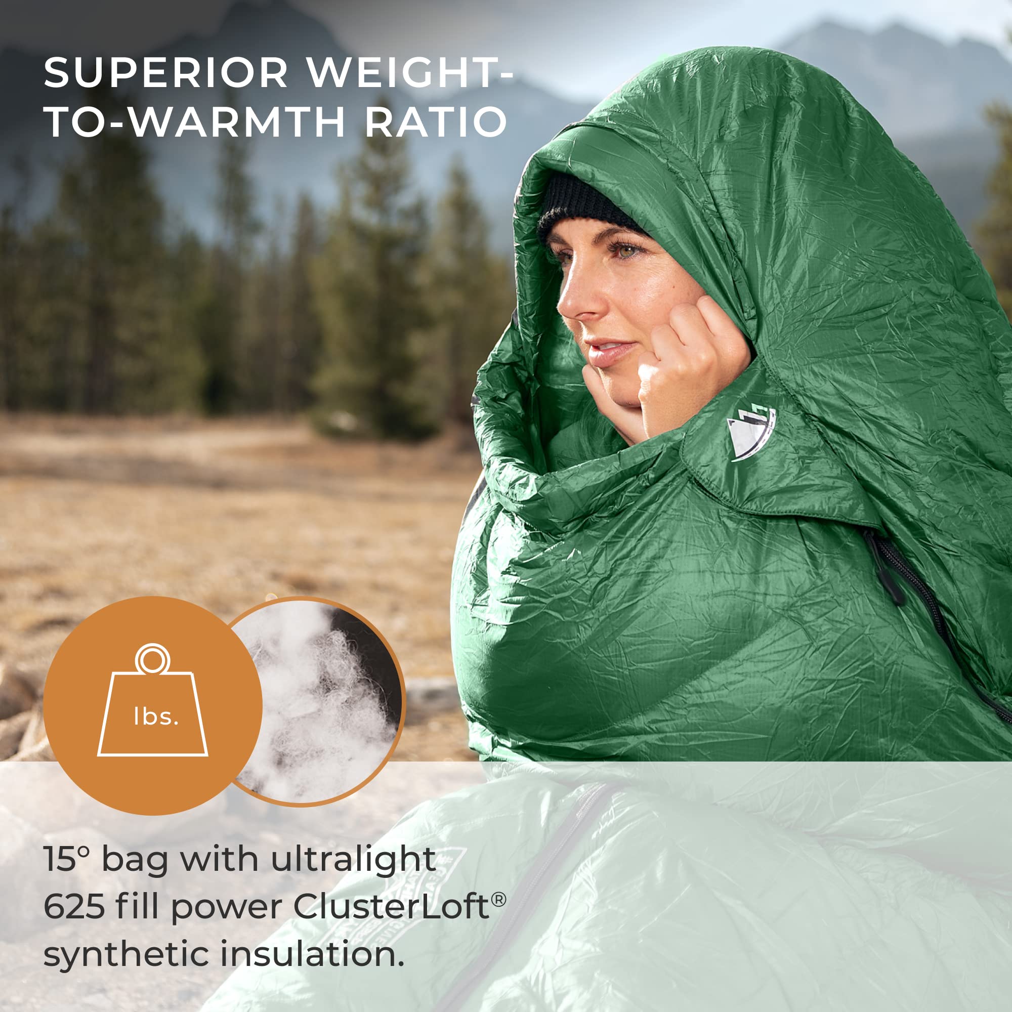 Hyke & Byke Katahdin 625FP ClusterLoft insulation provides warm performance with lightweight packing.