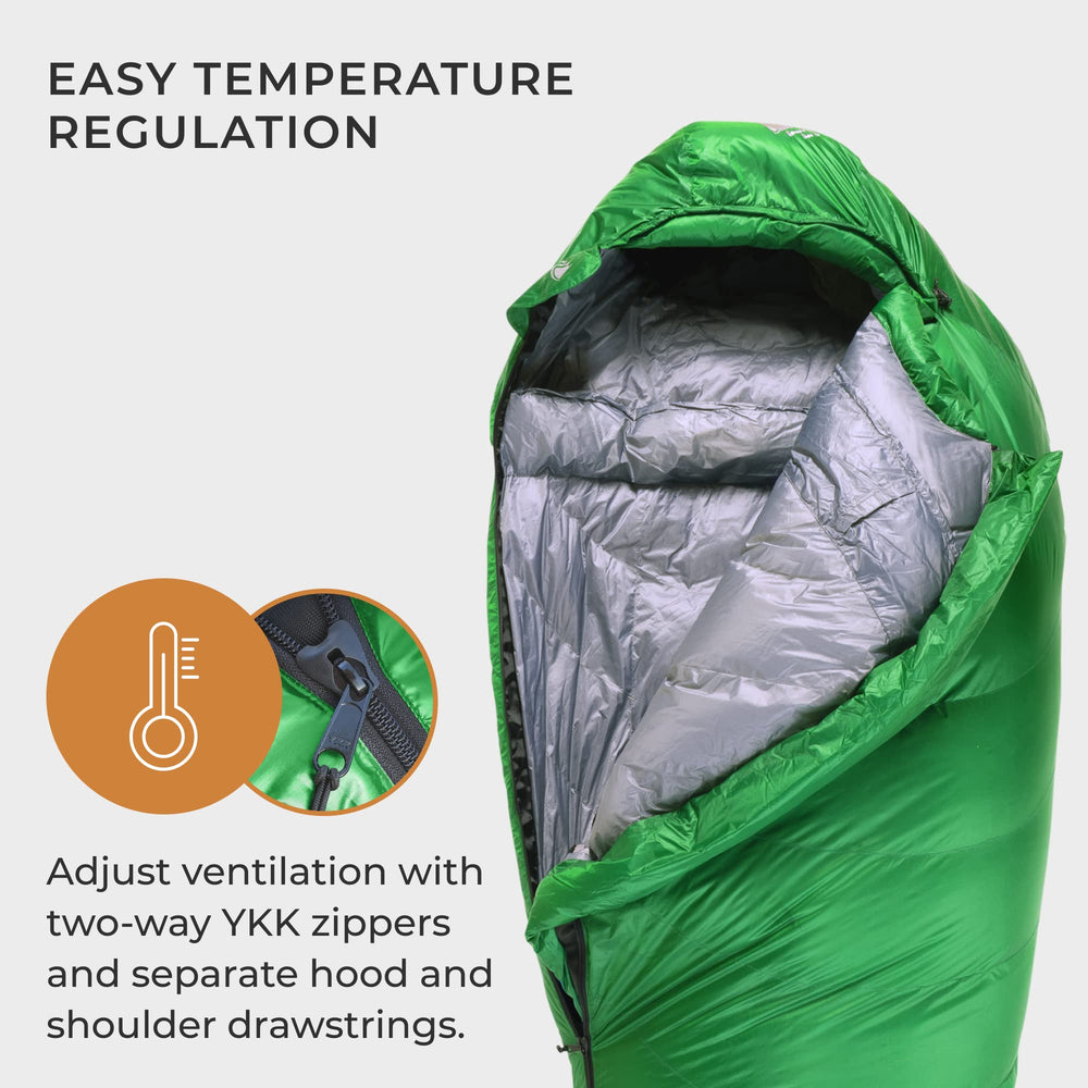 Regular-size Katahdin accommodates up to 6 feet for comfortable, compact backpacking warmth.