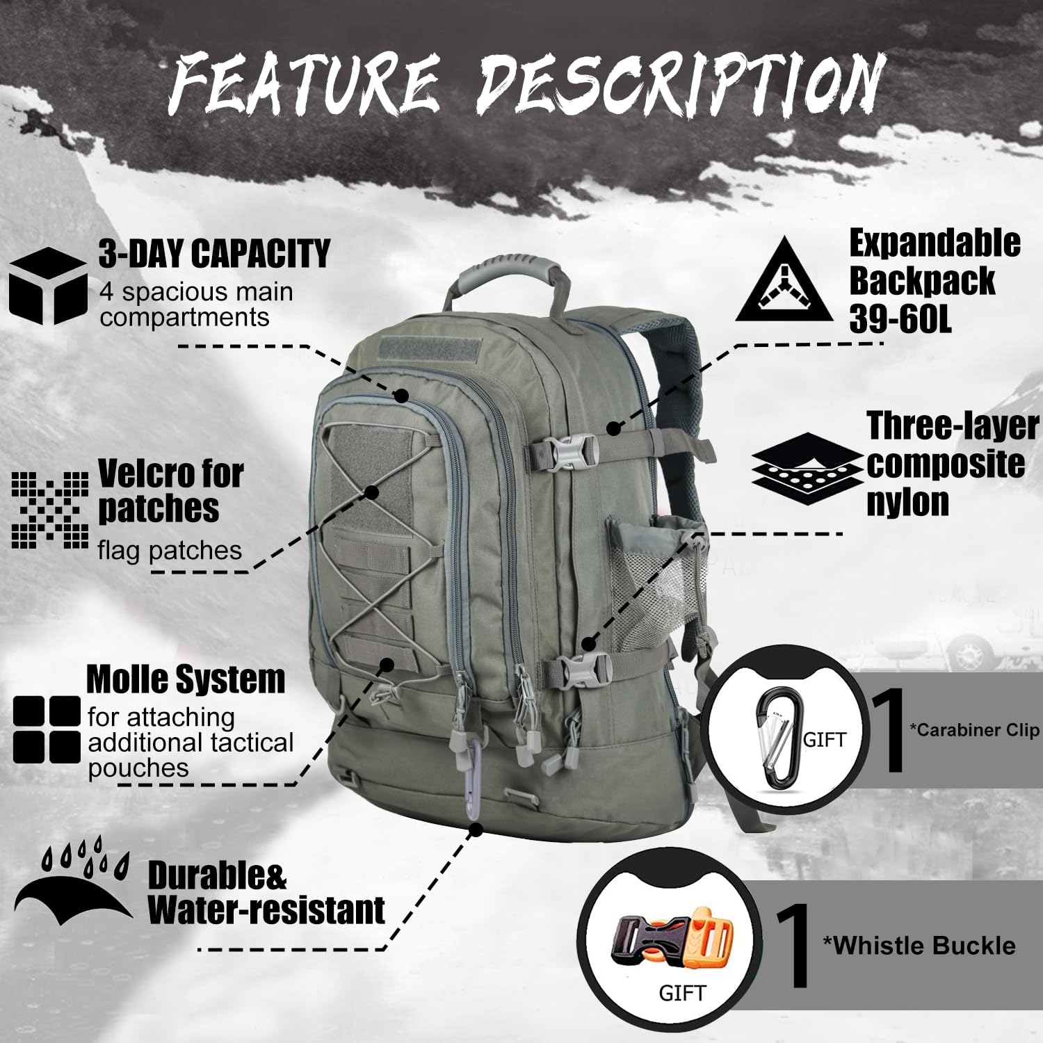 HYKING pack features a 3L hydration compartment for on-the-go sipping.