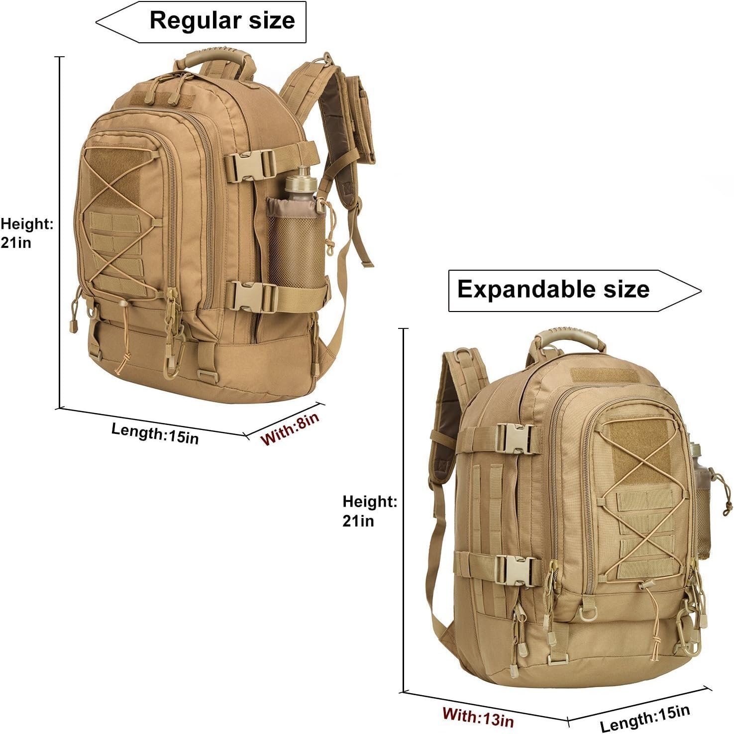 HYKING expandable 64L capacity demonstrates extra room for gear and clothes