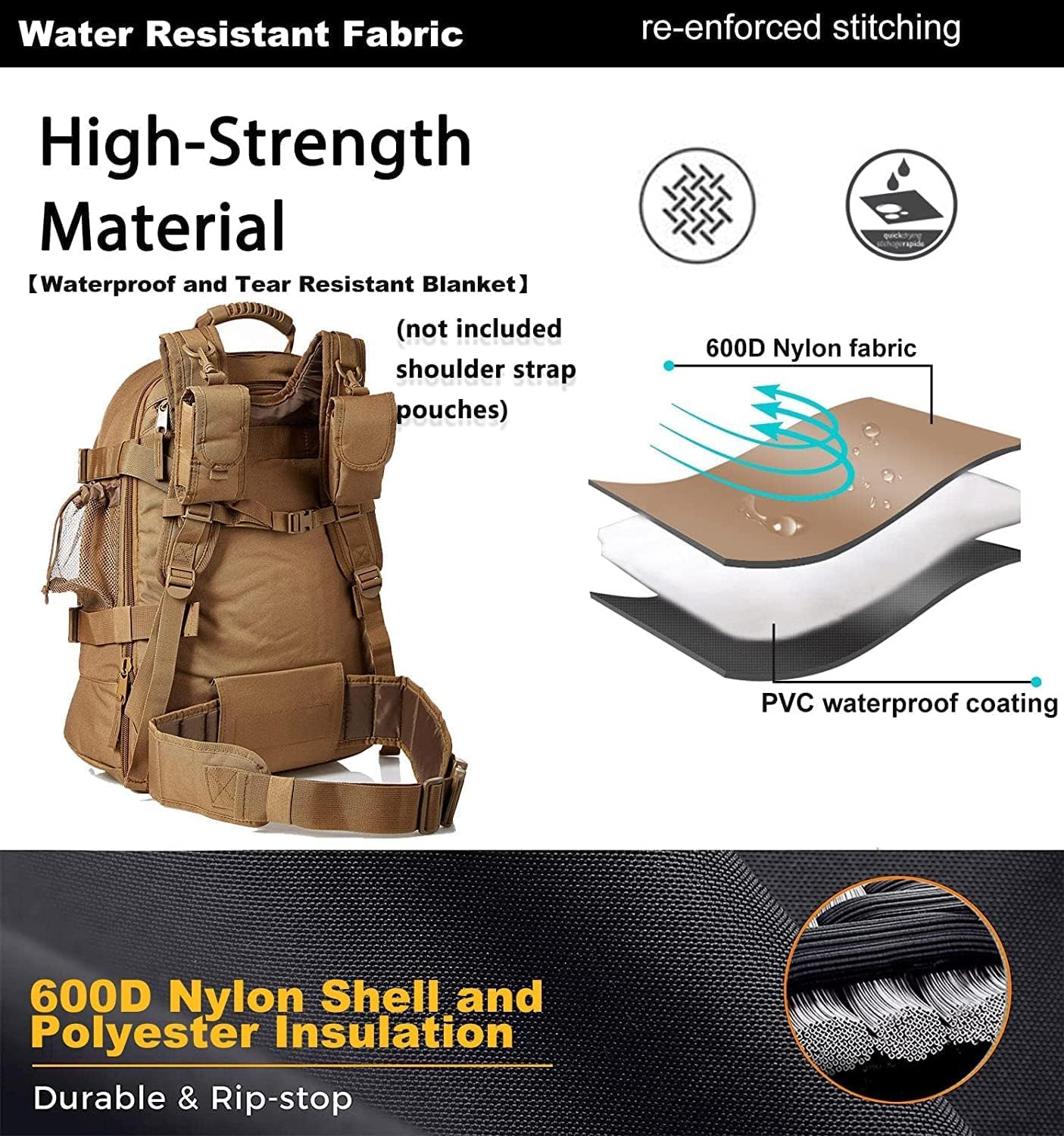 HYKING reversible dust-proof zippers keep contents clean during travel