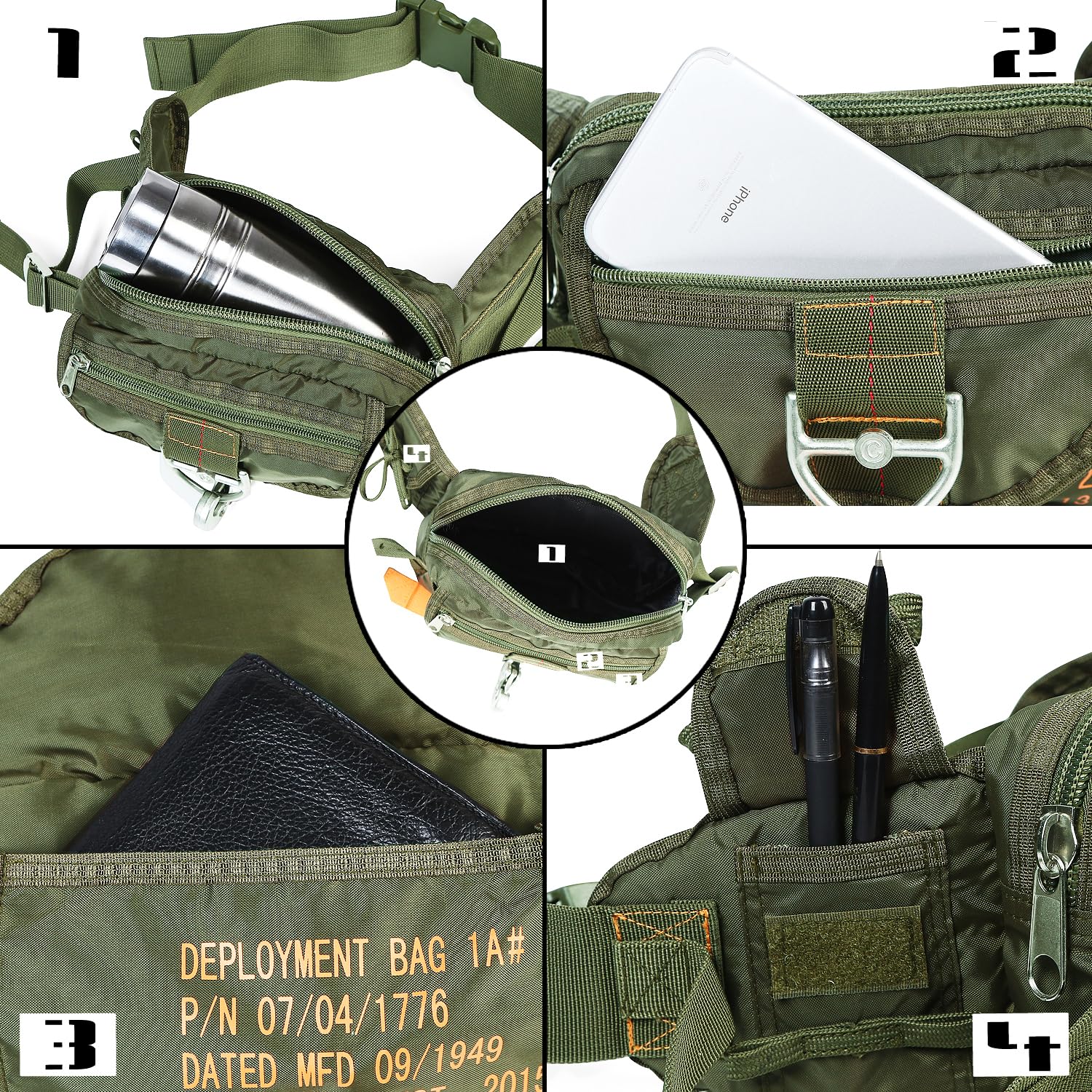 HYKING US Air Force deployment bag strap detail for secure quick-release carrying.