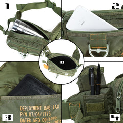 HYKING US Air Force deployment bag strap detail for secure quick-release carrying.