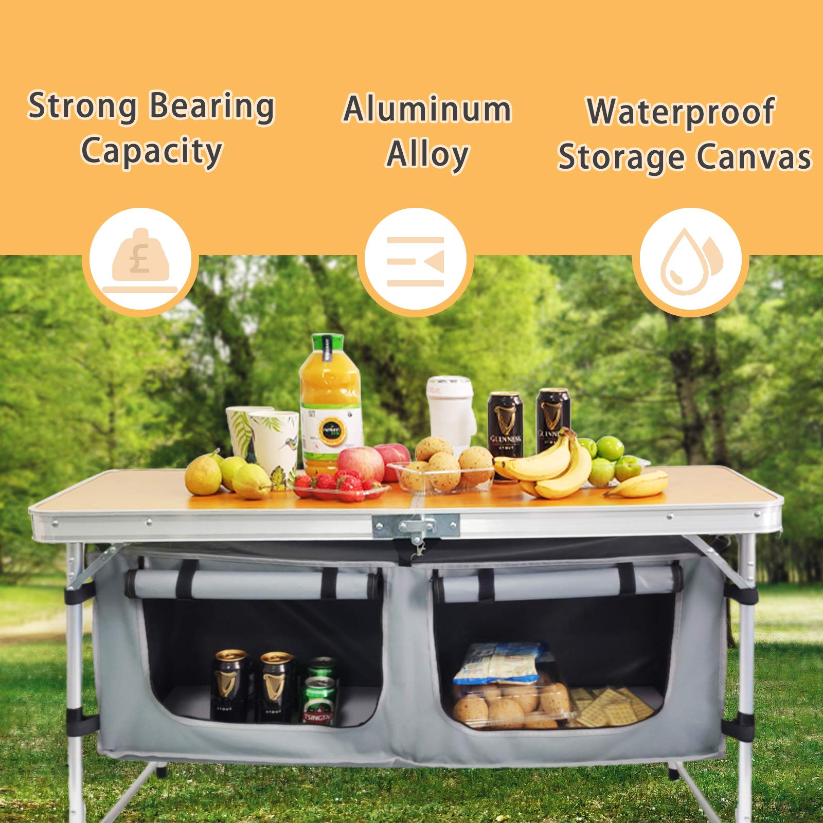 HYMnature durable aluminum-density table supports 66 lbs for sturdy use.