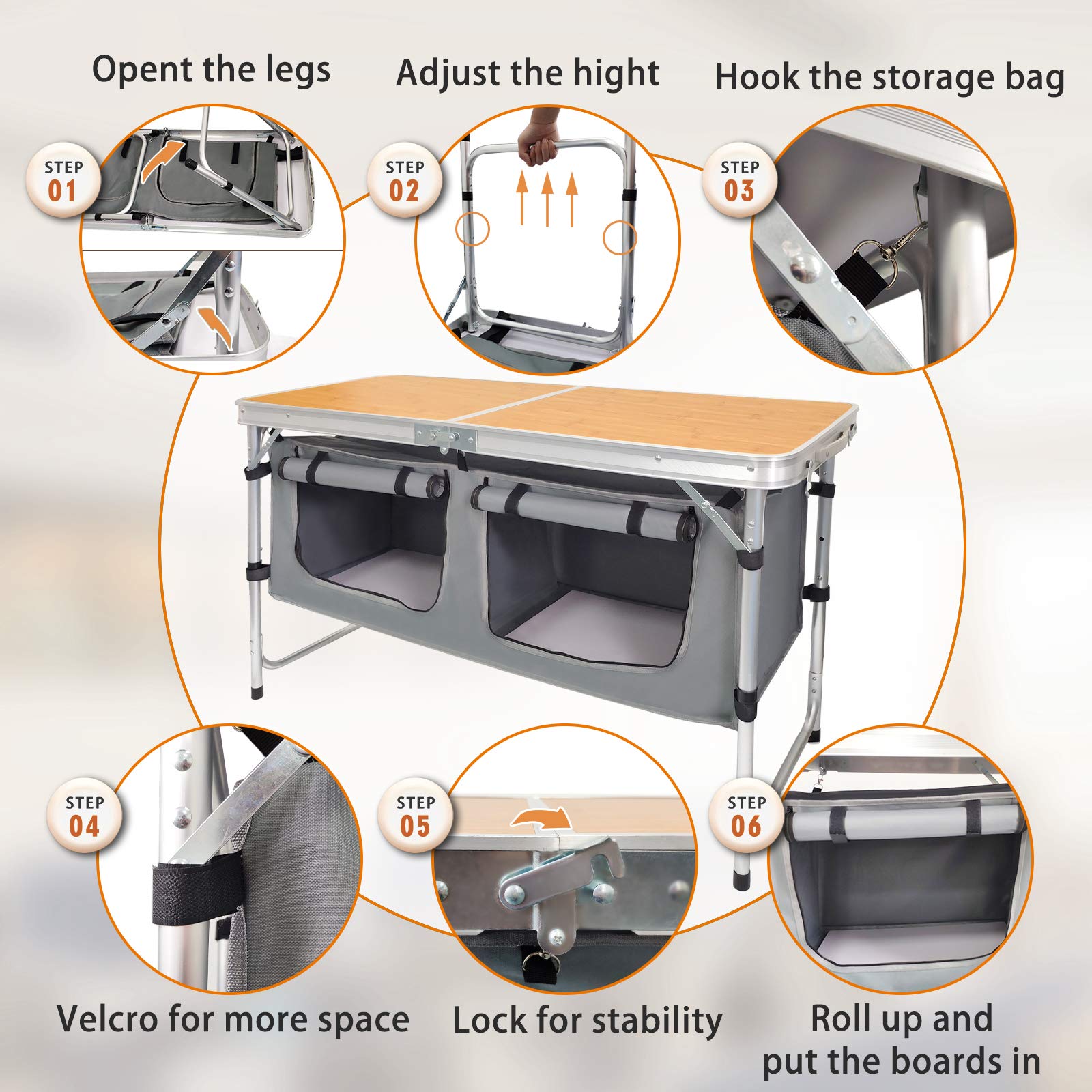 HYMnature versatile camping table suited for picnics, beaches, and backyard gatherings.