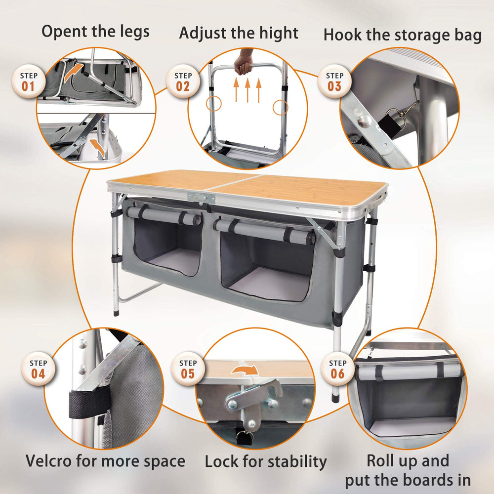 HYMnature versatile camping table suited for picnics, beaches, and backyard gatherings.