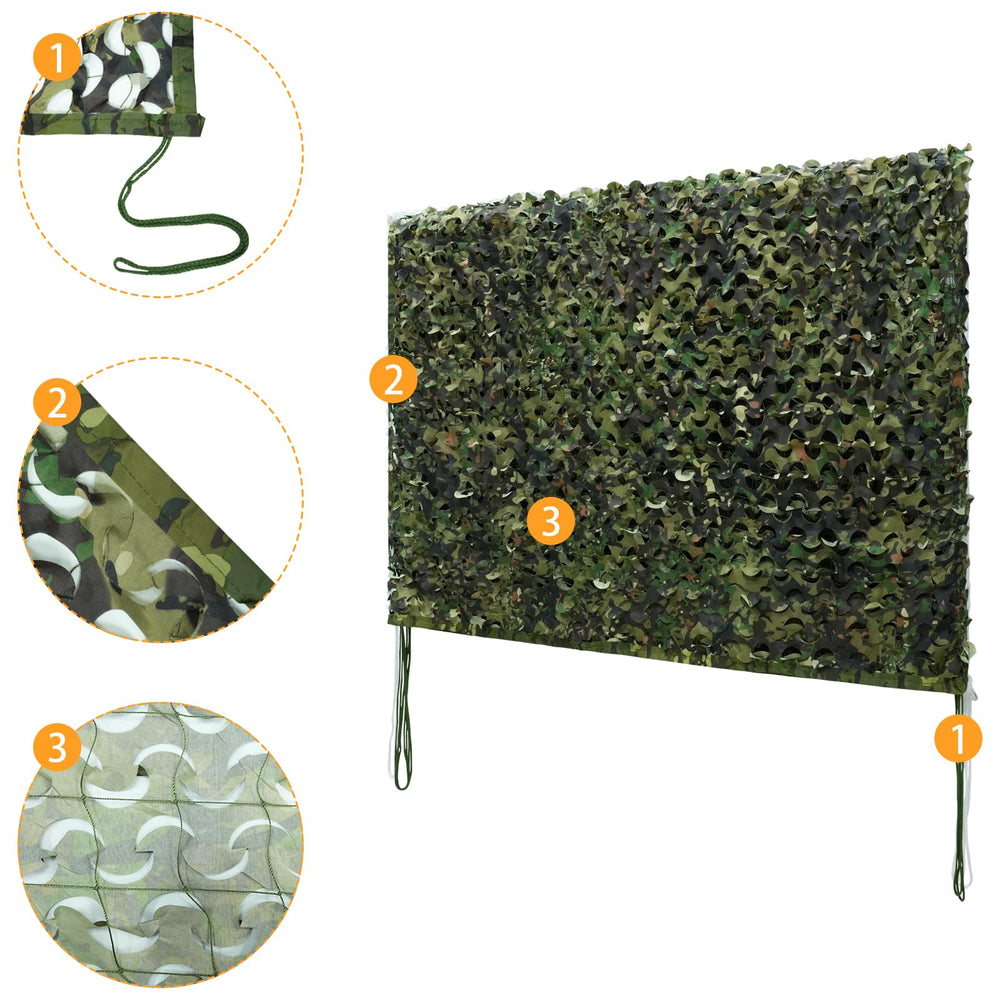 HYOUT camo netting hanging mesh conveys easy setup and staking for quick cover