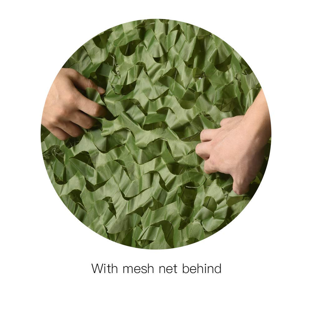 HYOUT camouflage netting used in camping setup for easy hanging and versatile use.