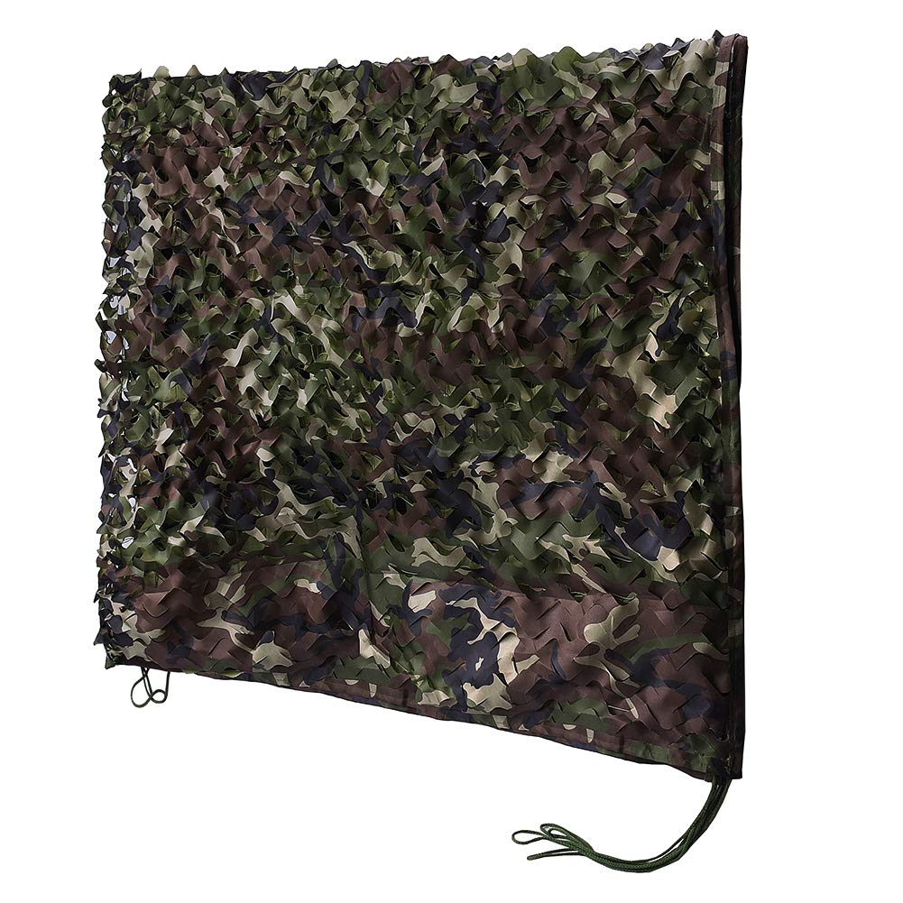HYOUT camouflage netting close-up weave shows durable polyester and reinforced edges for rugged outdoor use.
