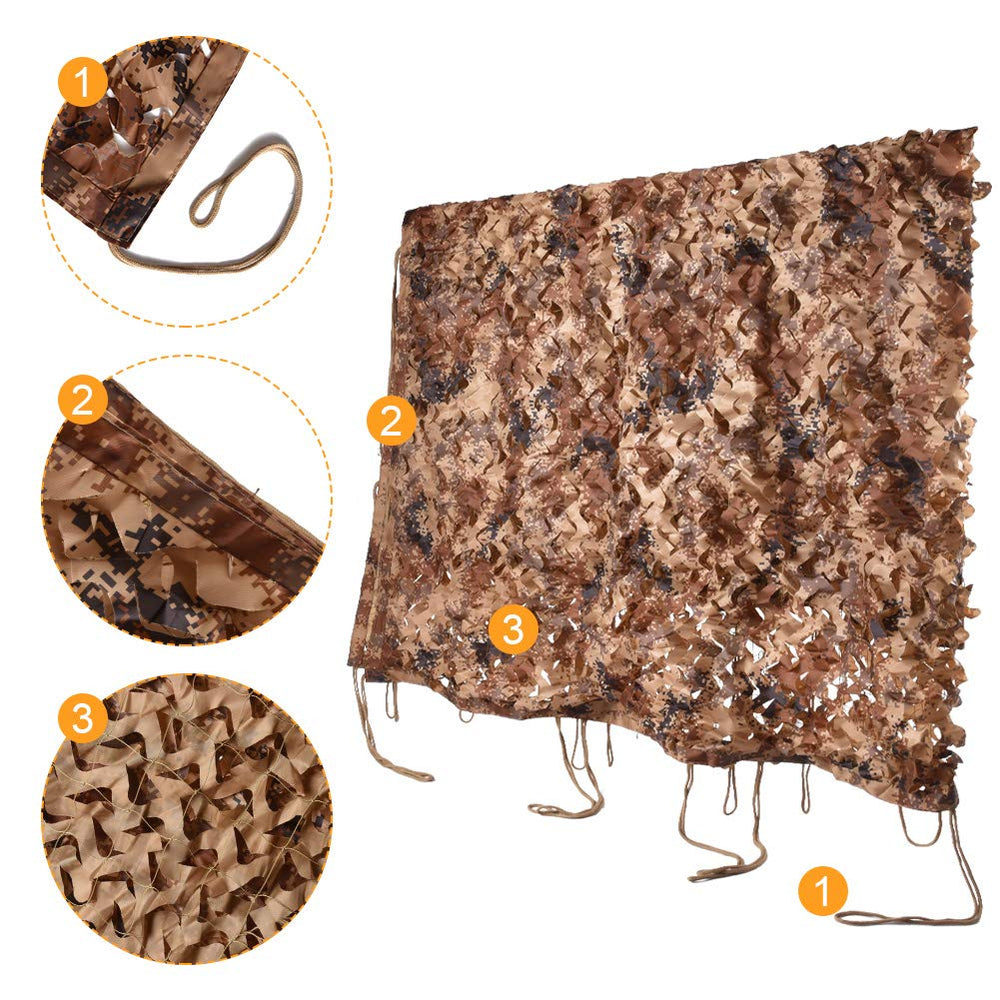 HYOUT camouflage netting reinforced edge binding promotes durable outdoor setups