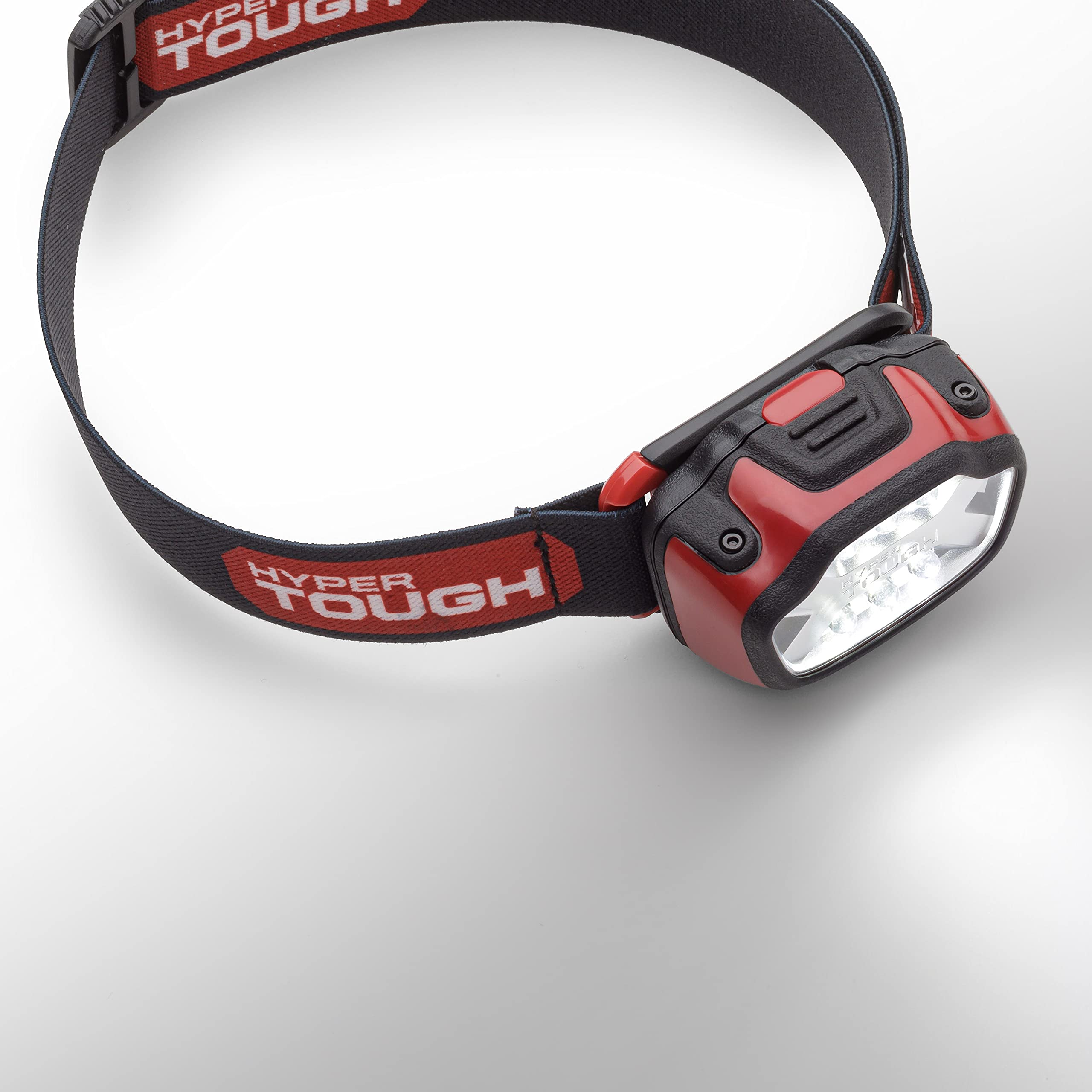 Quick-release button on Hyper Tough headlamp for easy hanging or attachment