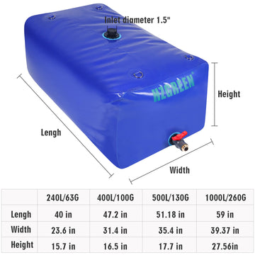 HZGREEN Water Bladder 1000L garden hose connection ensures quick water access.