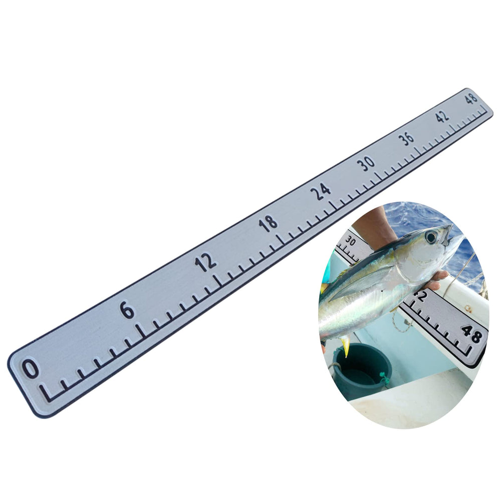 Hzkaicun fish ruler adhesive-back closeup showing durable, weatherproof backing for boats.