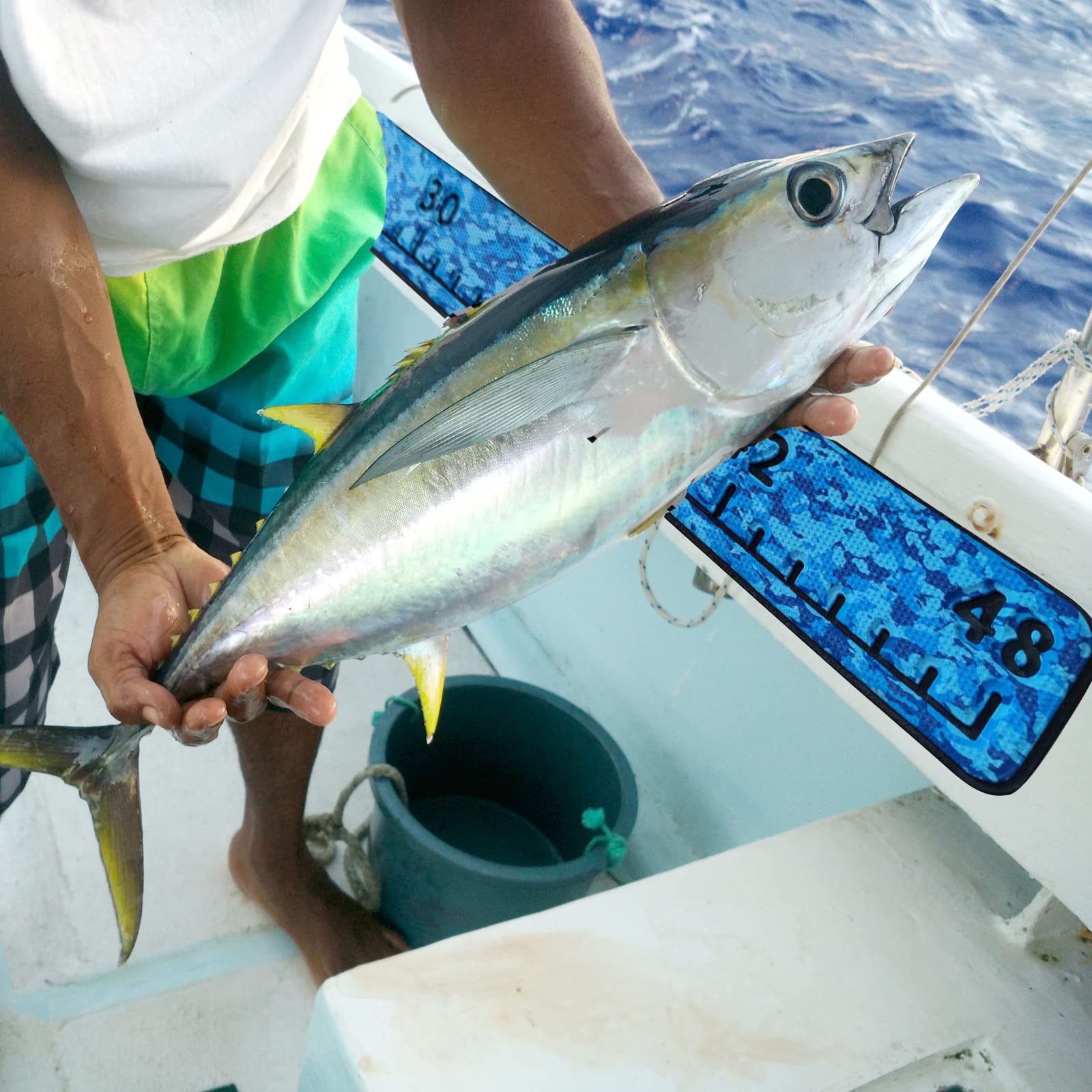 Hzkaicun adhesive-mounted ruler on boat console for precise fish length readings
