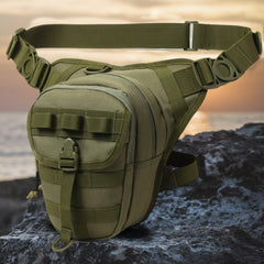 HZZSBU drop leg bag front pocket layout enables organized fishing gear.
