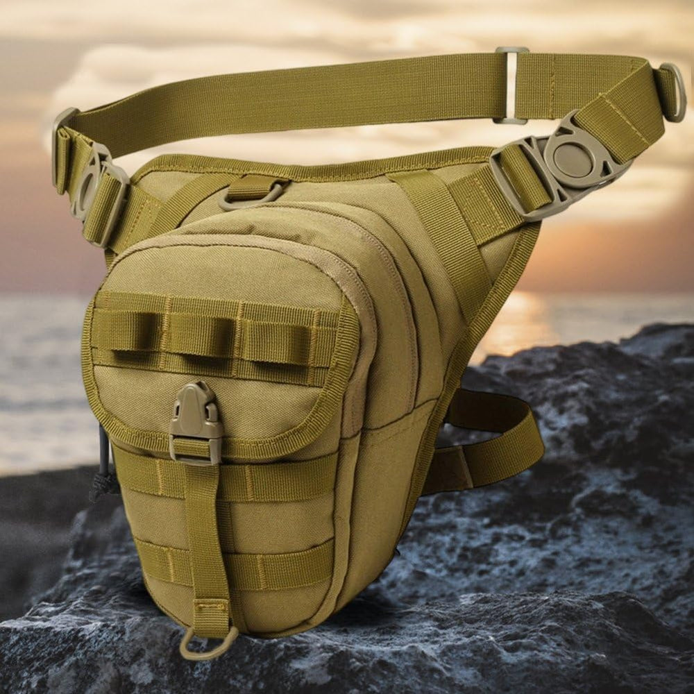 HZZSBU drop leg bag in use while fishing highlights hands-free convenience.