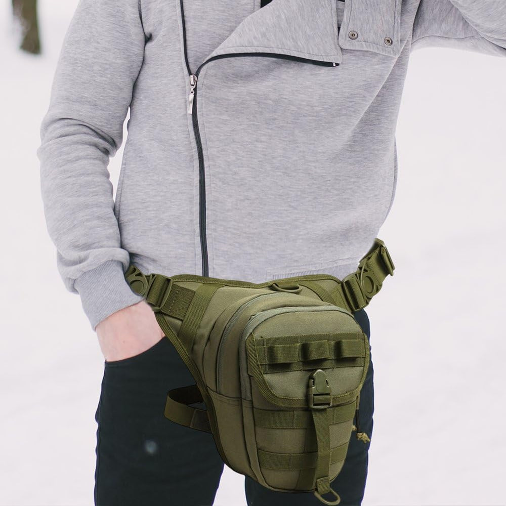 HZZSBU drop leg bag vintage design complements motorcycle rides.