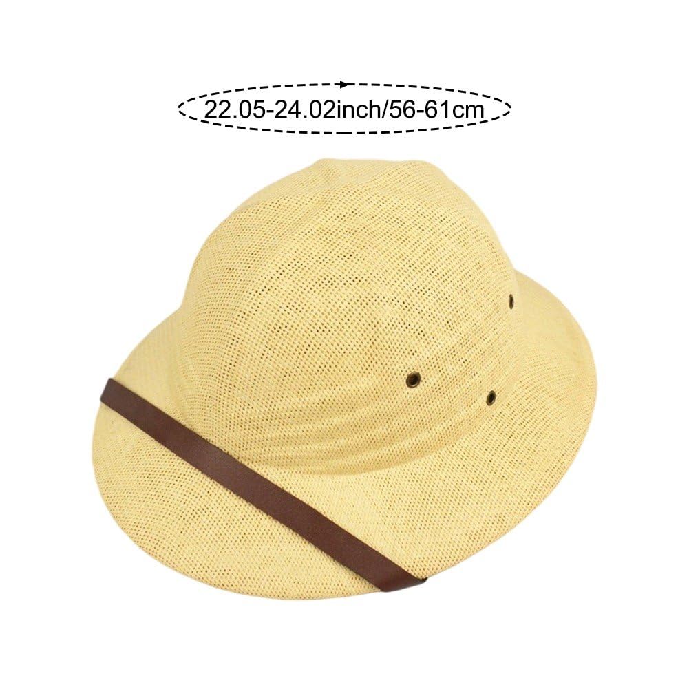 Hzzsbu straw-pith-helmet brim-closeup emphasizes wide sun shield.