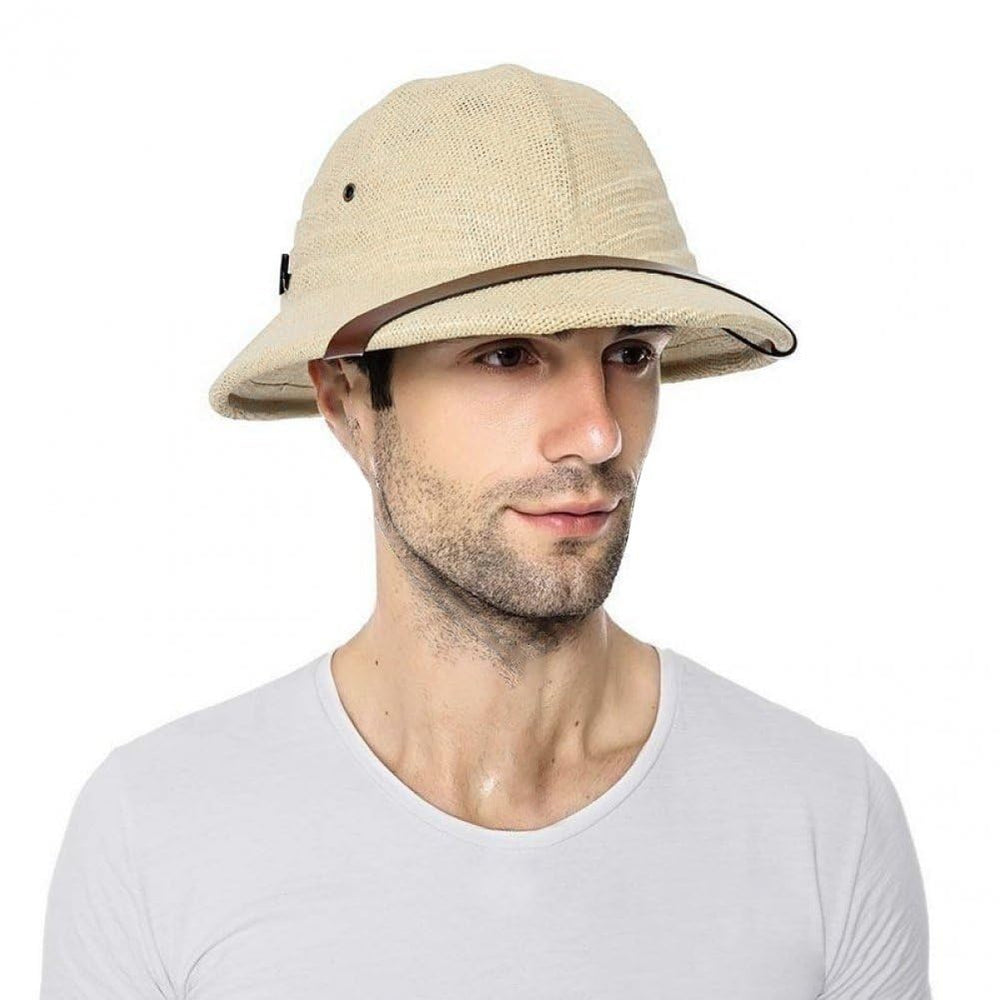 Hzzsbu straw pith helmet fashion detail showing vintage craftsmanship