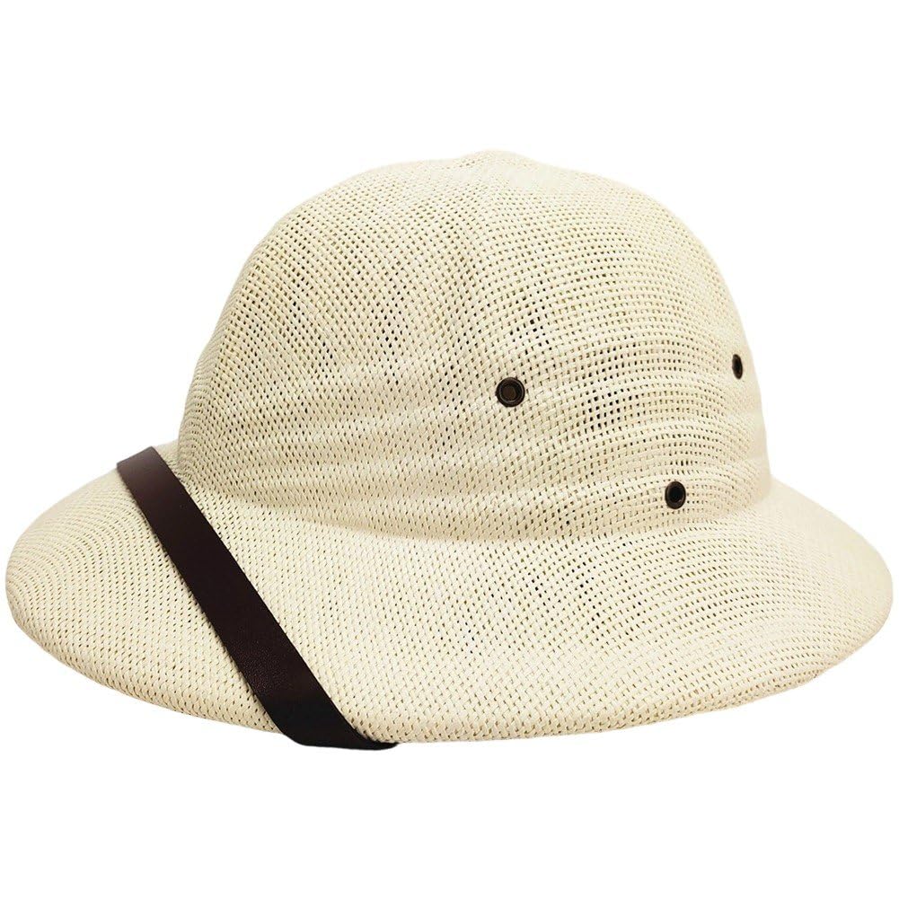 Hzzsbu straw pith helmet front view for outdoor sun protection and vintage style