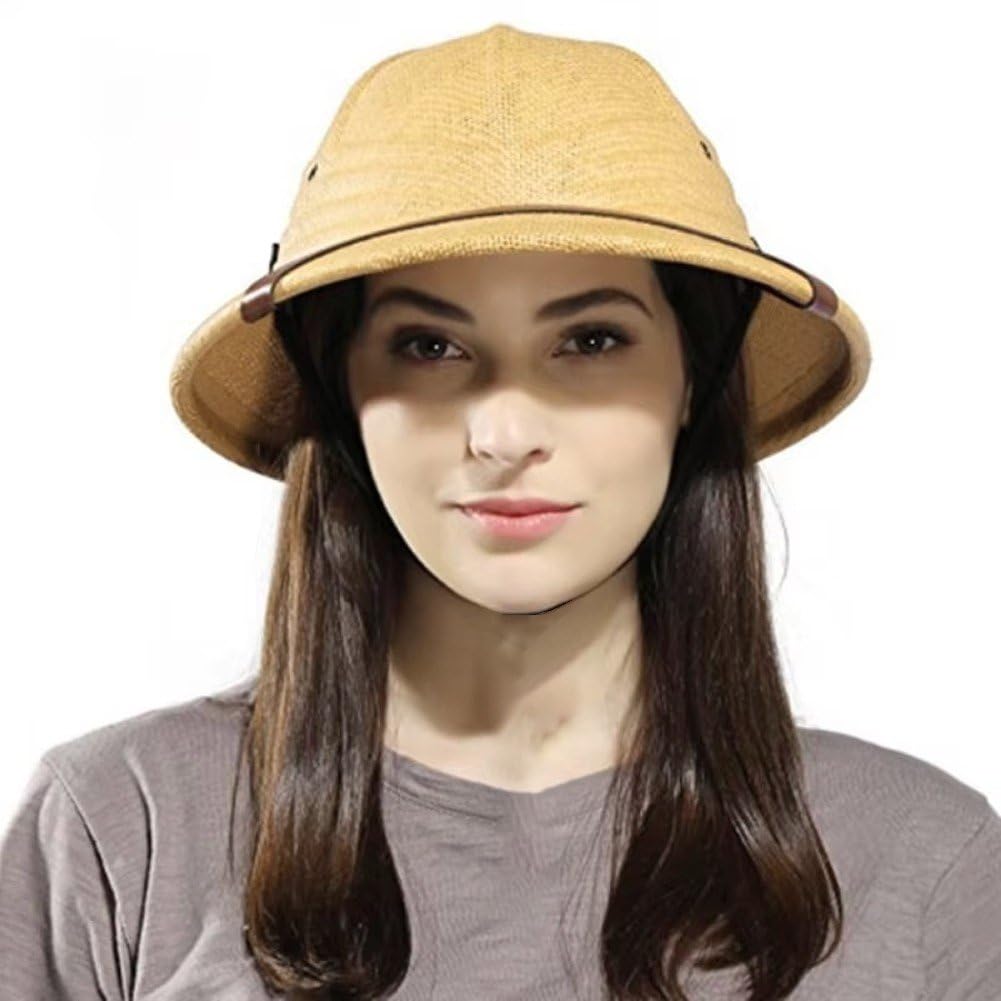 Hzzsbu straw-pith-helmet hiking-use shows rugged outdoor practicality.