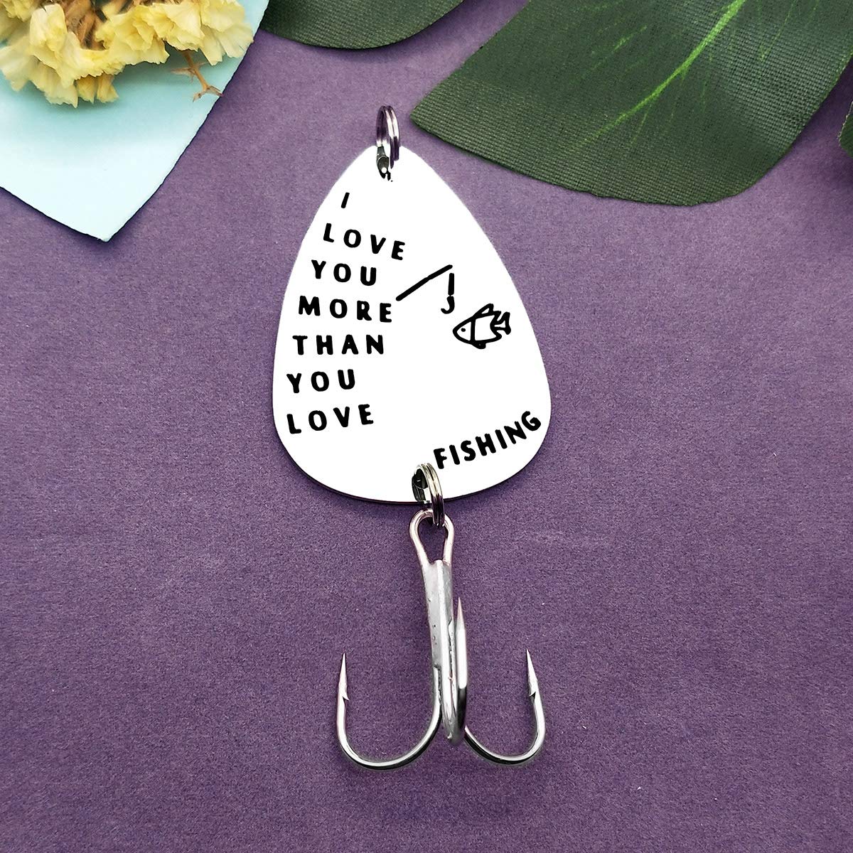 Close-up of engraved 'I Love You' on the hook pendant