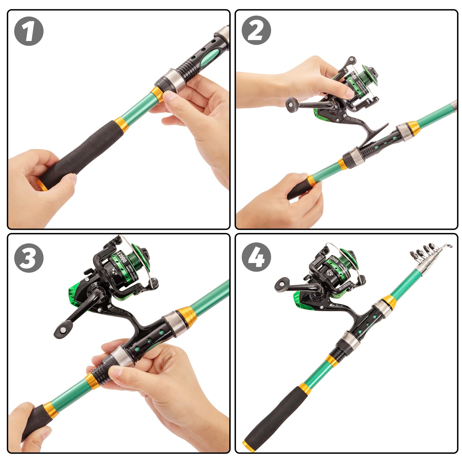 Glass fiber rod components with bag and accessories for freshwater and saltwater