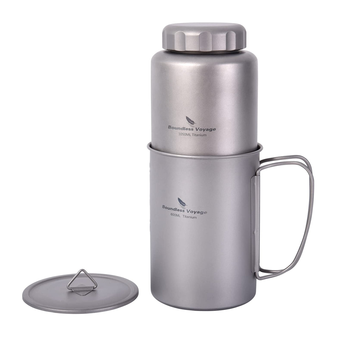 iBasingo 1050ml titanium bottle with wide-mouth for quick water access during hikes