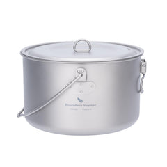 iBasingo 1950ml titanium pot with lid for ultralight outdoor cooking.