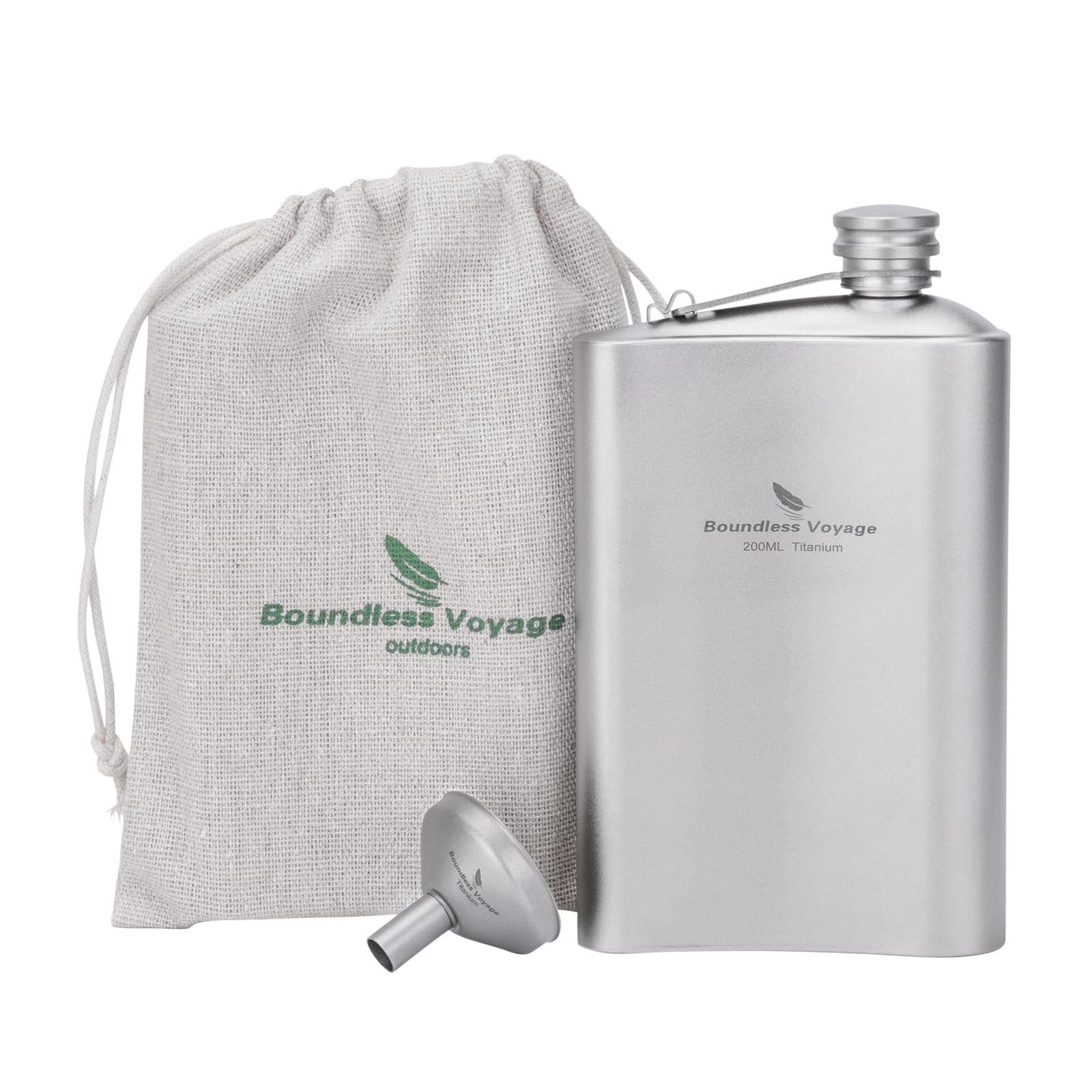 iBasingo 200ml titanium hip flask full view for outdoor travel
