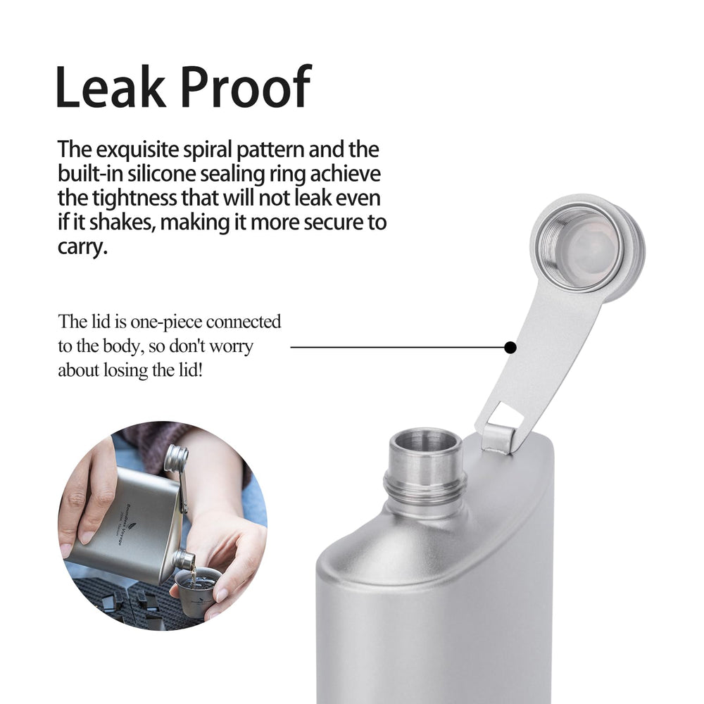 iBasingo titanium hip flask leak-proof seal close-up