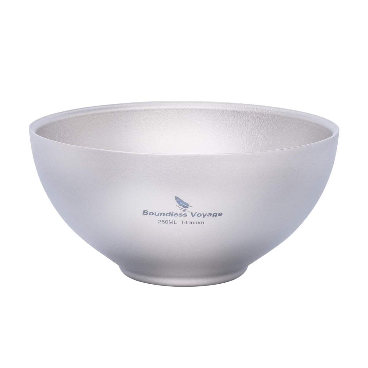 iBasingo 260ml titanium double-wall bowl front view for easy camping transport