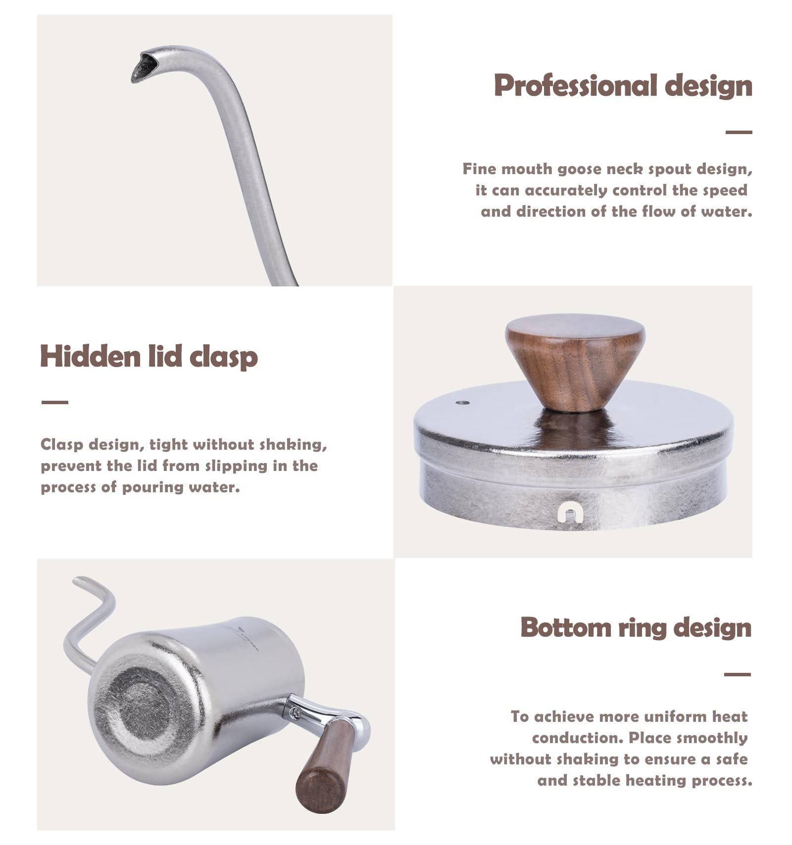 iBasingo titanium kettle lid clasp keeps lid secure while pouring