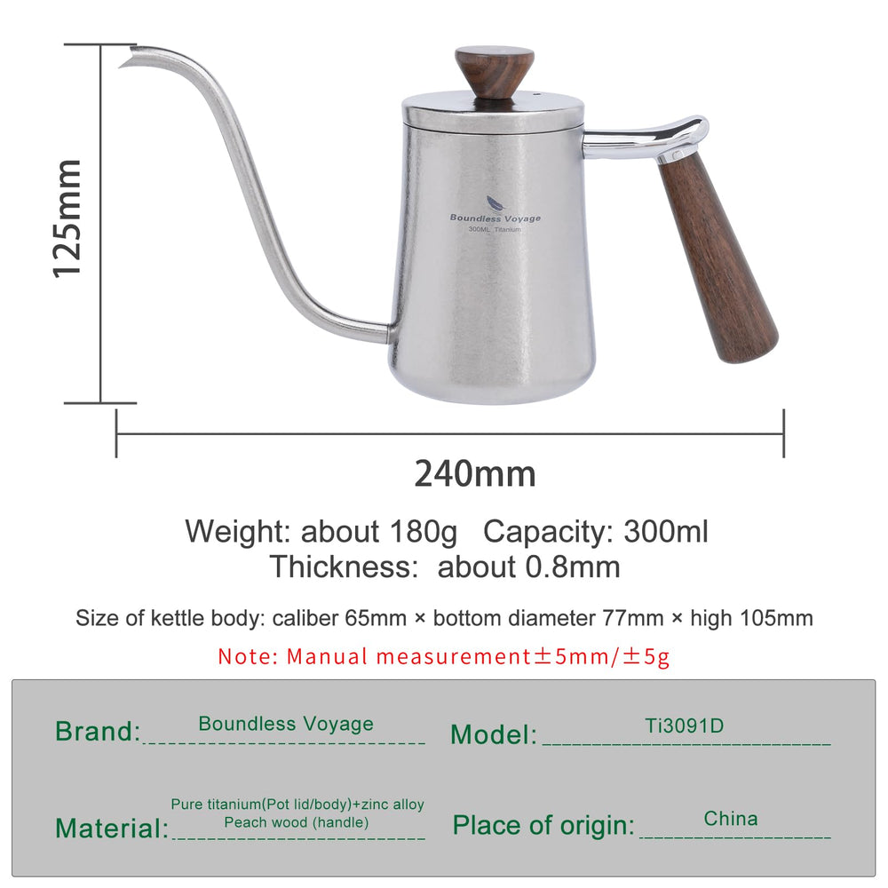 iBasingo gooseneck kettle with wood handle for a cool, comfortable grip