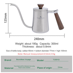 iBasingo gooseneck kettle with wood handle for a cool, comfortable grip