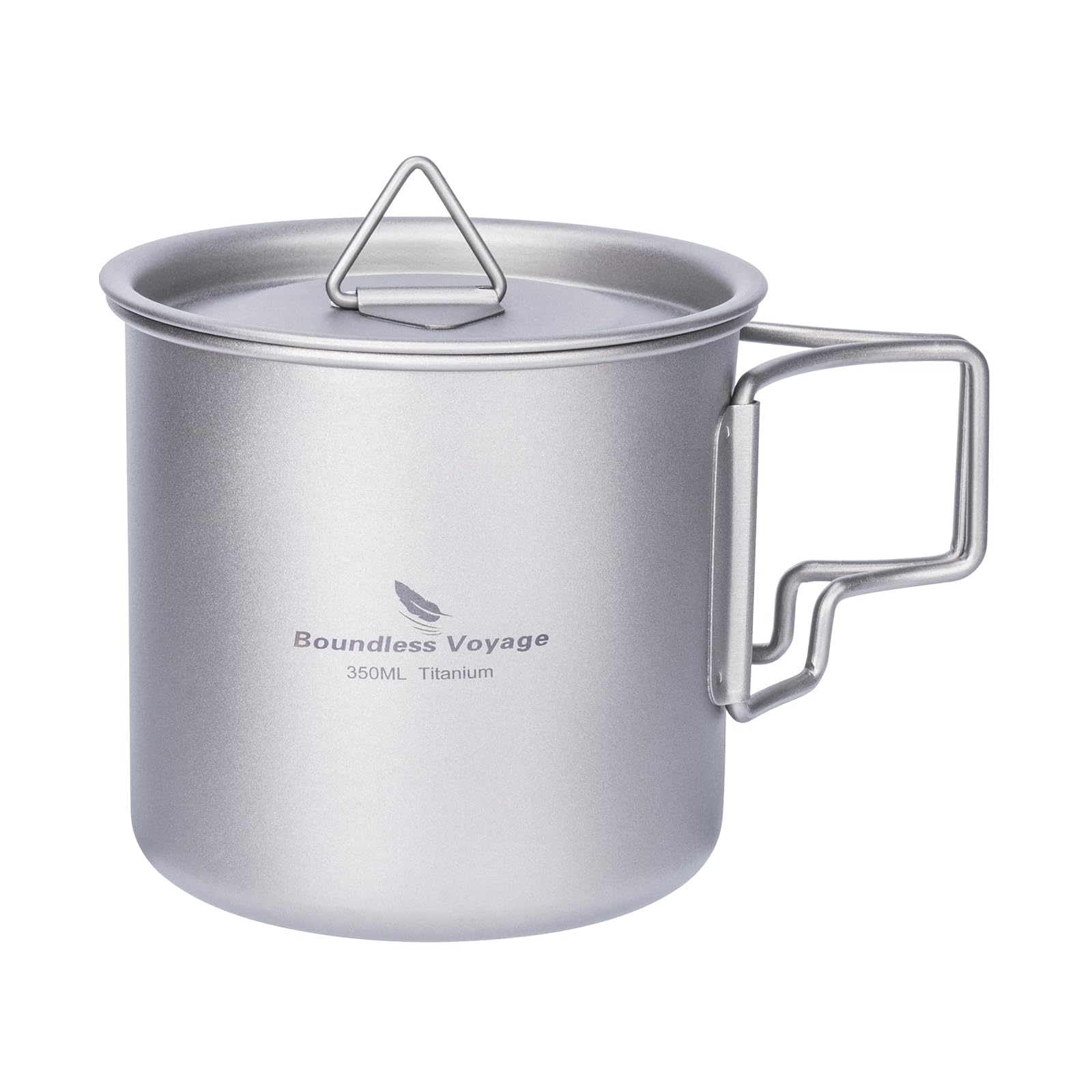 iBasingo 350ml titanium cup with lid for spill-resistant outdoor use.
