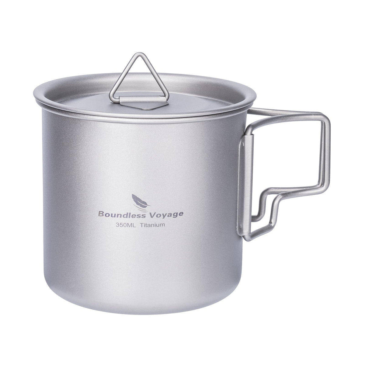 iBasingo 350ml titanium cup with lid for spill-resistant outdoor use.