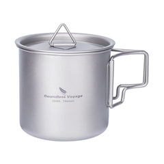iBasingo 350ml titanium cup with lid for spill-resistant outdoor use.