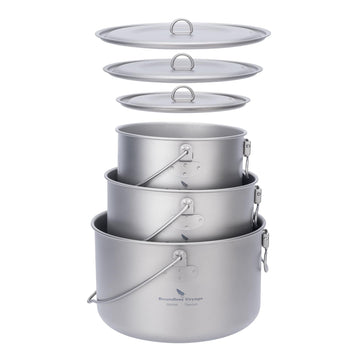 ibasingo 1300ml titanium pot with lid for solo camping meals