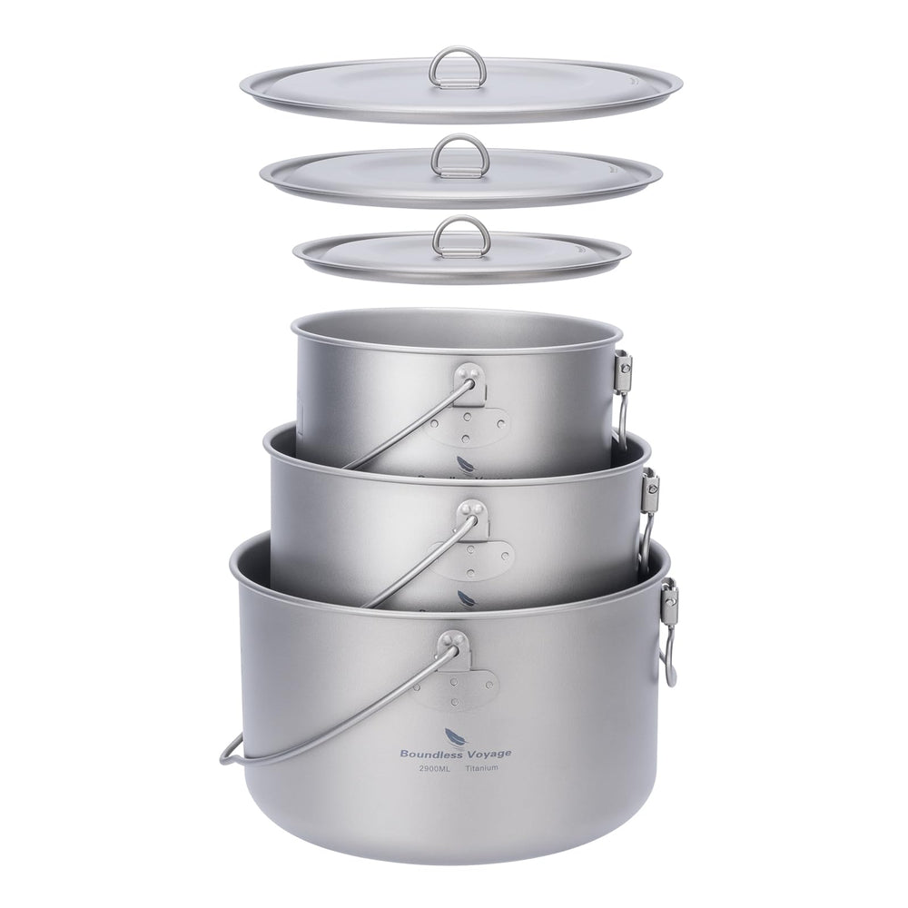 ibasingo 1300ml titanium pot with lid for solo camping meals