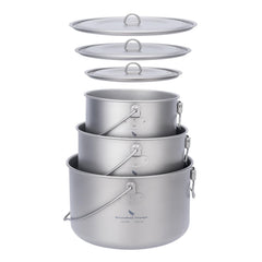 ibasingo 1300ml titanium pot with lid for solo camping meals