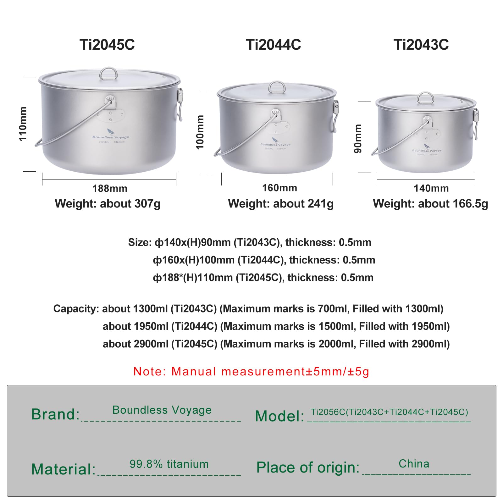 ibasingo 1950ml titanium pot with lid for small groups