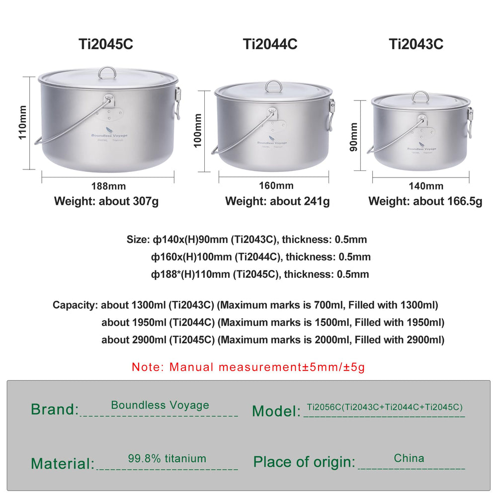 ibasingo 1950ml titanium pot with lid for small groups