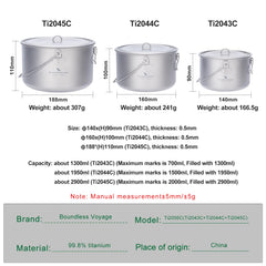 ibasingo 1950ml titanium pot with lid for small groups