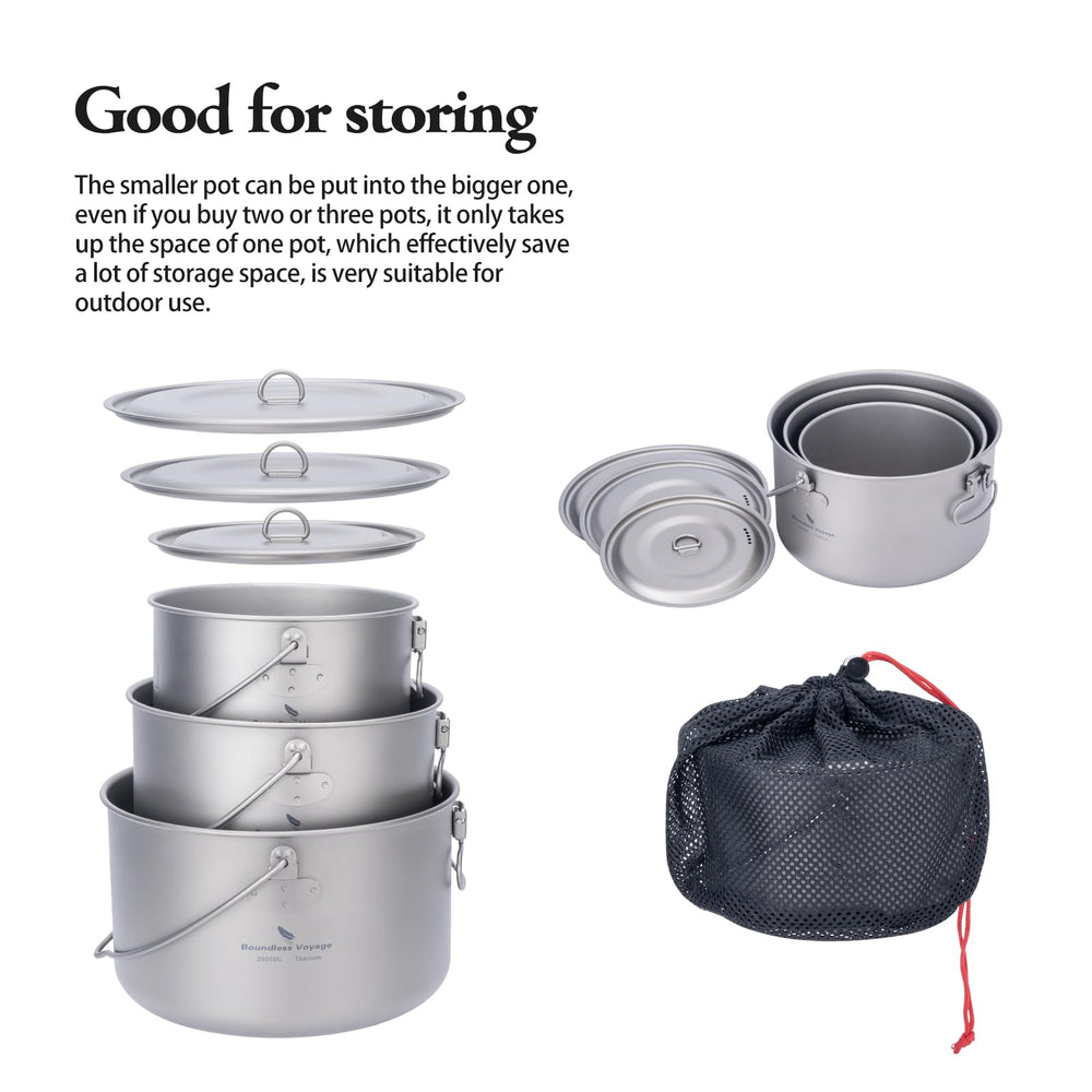 ibasingo 2900ml titanium pot with lid for 2–3 people